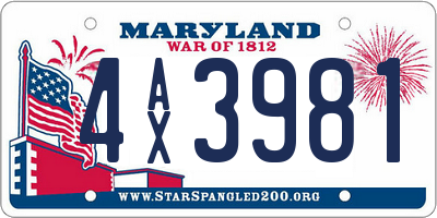 MD license plate 4AX3981