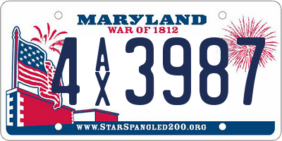 MD license plate 4AX3987