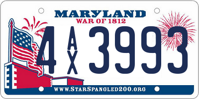MD license plate 4AX3993