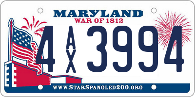 MD license plate 4AX3994