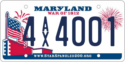 MD license plate 4AX4001