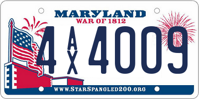 MD license plate 4AX4009