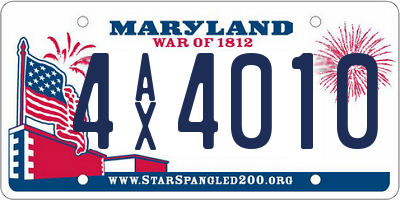 MD license plate 4AX4010