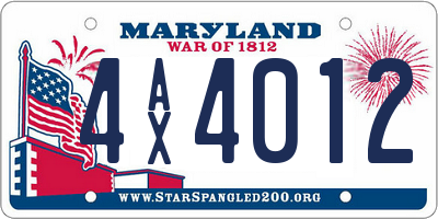 MD license plate 4AX4012