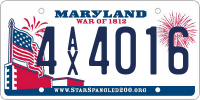 MD license plate 4AX4016