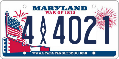 MD license plate 4AX4021