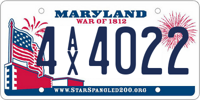 MD license plate 4AX4022
