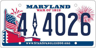 MD license plate 4AX4026