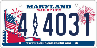 MD license plate 4AX4031