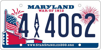 MD license plate 4AX4062