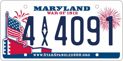 MD license plate 4AX4091