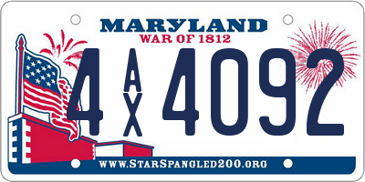 MD license plate 4AX4092