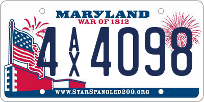MD license plate 4AX4098