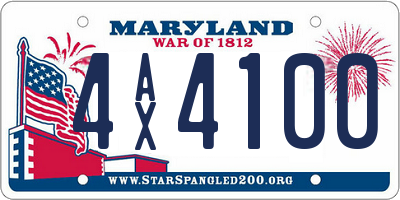 MD license plate 4AX4100