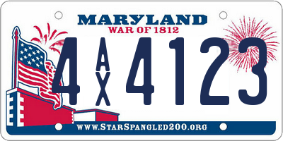 MD license plate 4AX4123