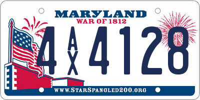 MD license plate 4AX4128