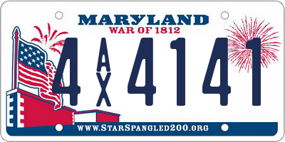 MD license plate 4AX4141