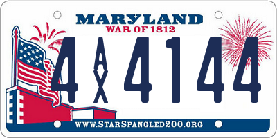 MD license plate 4AX4144