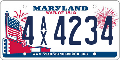 MD license plate 4AX4234