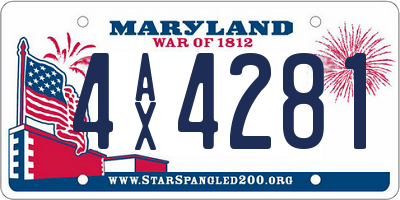 MD license plate 4AX4281