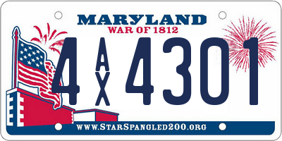 MD license plate 4AX4301