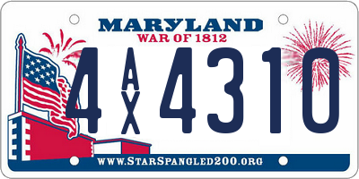 MD license plate 4AX4310