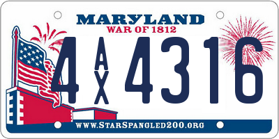 MD license plate 4AX4316