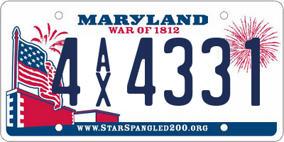 MD license plate 4AX4331