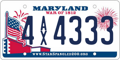 MD license plate 4AX4333