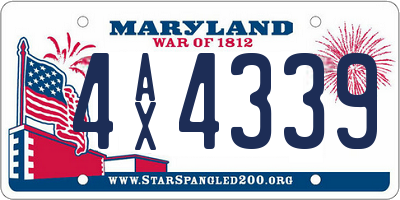 MD license plate 4AX4339