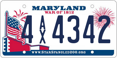 MD license plate 4AX4342