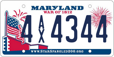 MD license plate 4AX4344