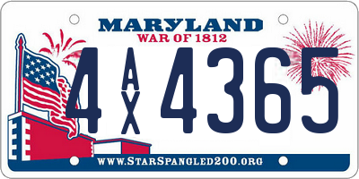 MD license plate 4AX4365