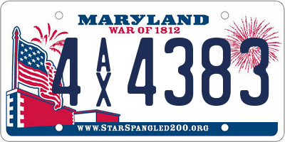 MD license plate 4AX4383