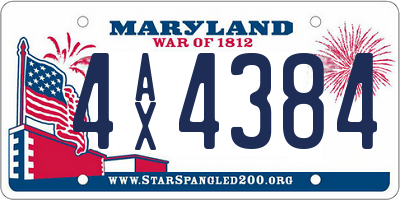 MD license plate 4AX4384