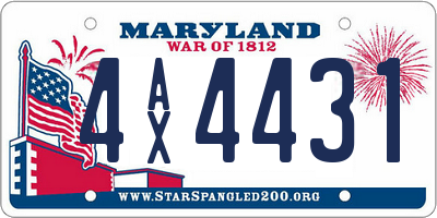 MD license plate 4AX4431