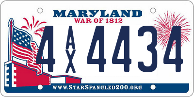 MD license plate 4AX4434