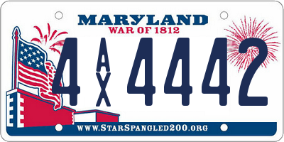 MD license plate 4AX4442