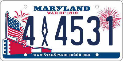MD license plate 4AX4531