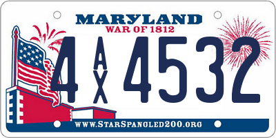 MD license plate 4AX4532