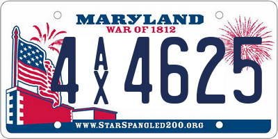MD license plate 4AX4625