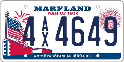 MD license plate 4AX4649