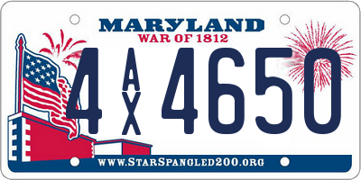 MD license plate 4AX4650