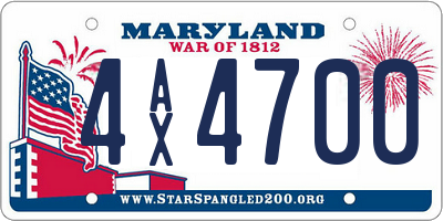 MD license plate 4AX4700