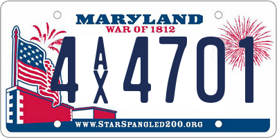 MD license plate 4AX4701