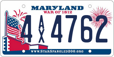 MD license plate 4AX4762