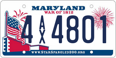 MD license plate 4AX4801