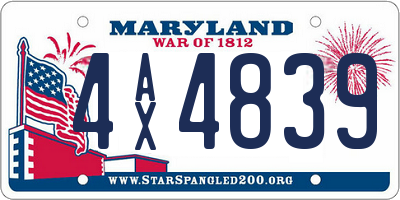 MD license plate 4AX4839