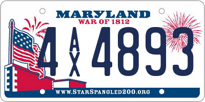 MD license plate 4AX4893
