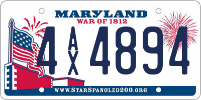 MD license plate 4AX4894